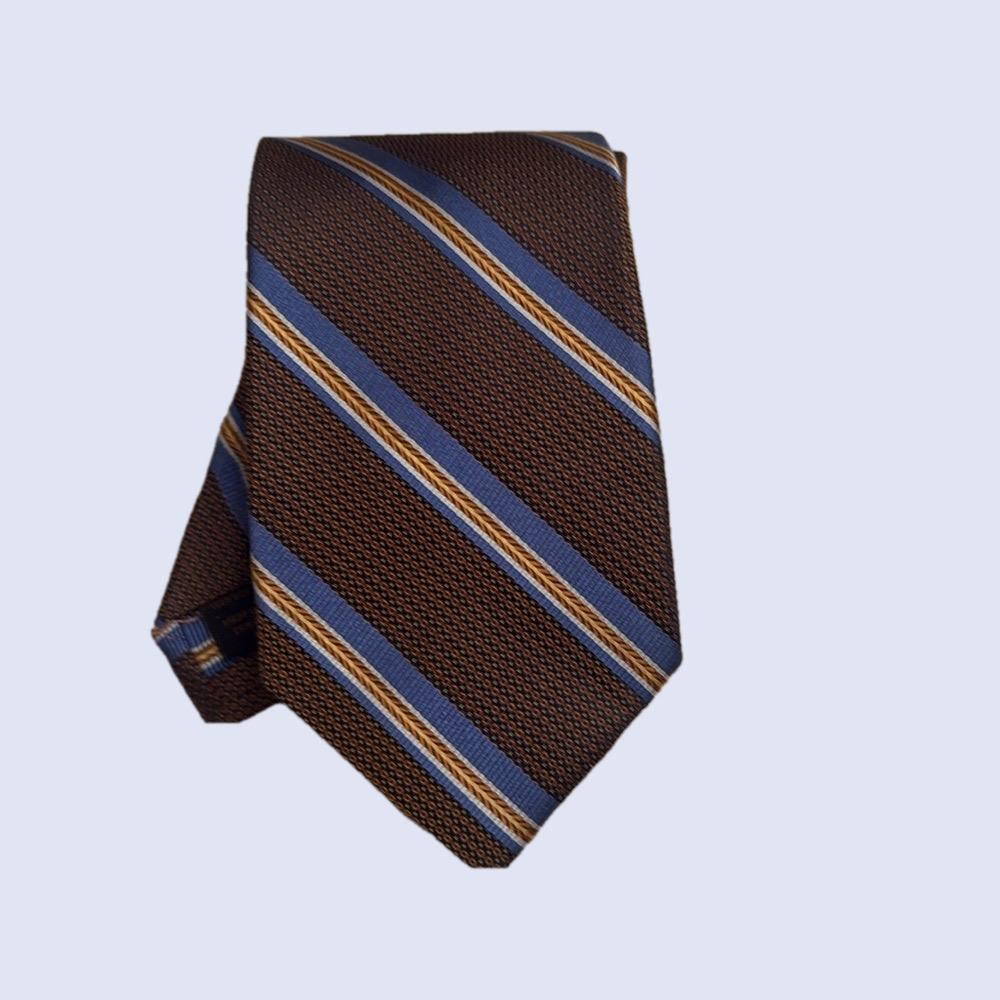 Jos A Banks 100% silk Classic Brown & Blue Striped Tie EA064